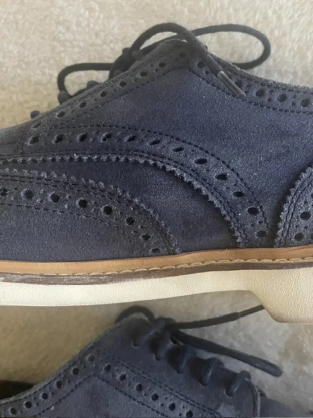 Cole Haan Grand Horizon Navy Suede Wingtip Oxfords Cool Blue Comfortable Hybrid